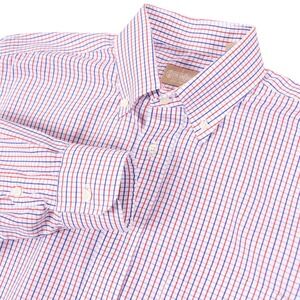 Gitman Brothers Mens 16x33 Long Sleeve Button Down Shirt Red Blue Plaid USA